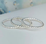 Beaded Berries 3-Stack Set (Sterling Silver) - Sizes 1 through 11