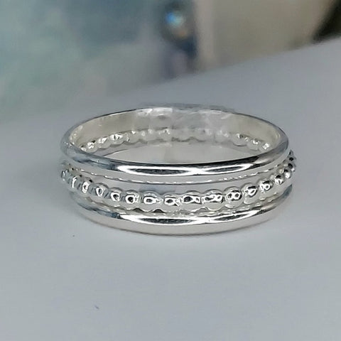 Beaded Berri & Classic Bands (sterling silver)
