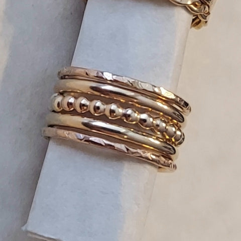 Beaded Berri, Classic & Hammered Bands (All 14K Gold-Fill)