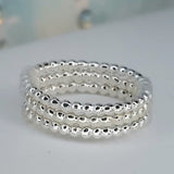 Beaded Berries 3-Stack Set (Sterling Silver) - Sizes 1 through 11