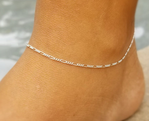 Box Link Sterling Silver Anklet Extra Large Ankle Chain 8.5' - 12.5