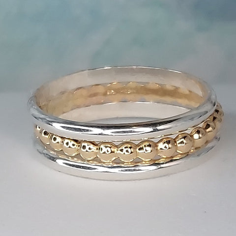 Beaded Berri (14K gold-fill) & Classic Bands (Sterling Silver) Sizes 1 thru 11