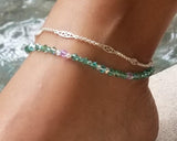 Swarovski™ Crystals Anklet - Luminous Turquoise w/ Violet accents