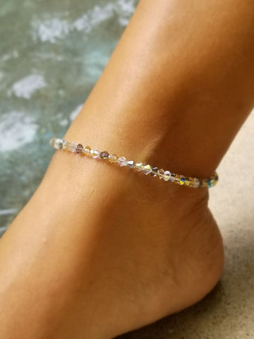 Swarovski™ Crystals Anklet - Light Crystals & Black Diamond – Shelby's Toe  Rings