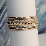 Bead & Glitter & Classic 5-Ring Set (Sterling Silver & 14K Gold-Fill)