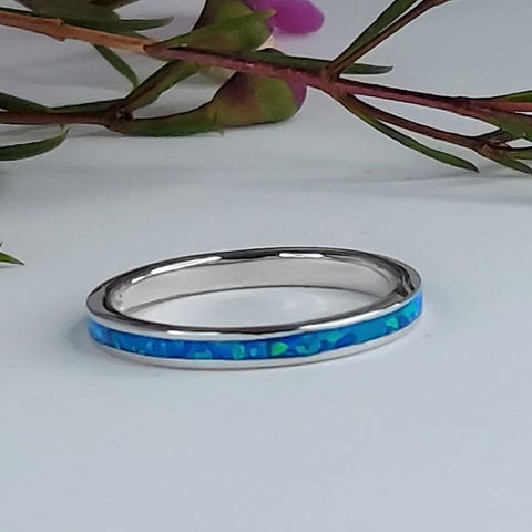 Blue Opal Channel Ring