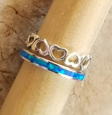 Heart & Blue Opal - Sterling Silver