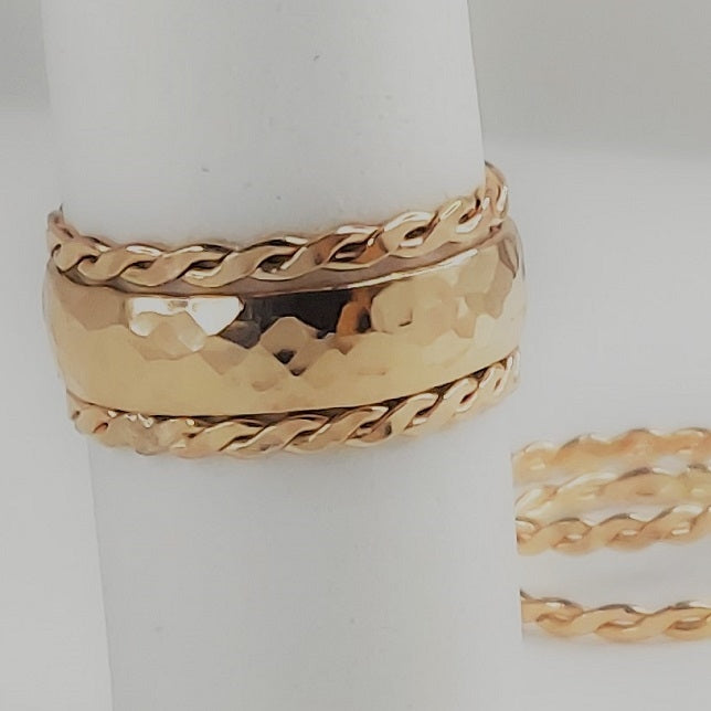 Bold Hammered Band & Thin Braids (All 14K GoldFill) Shelby's Toe Rings