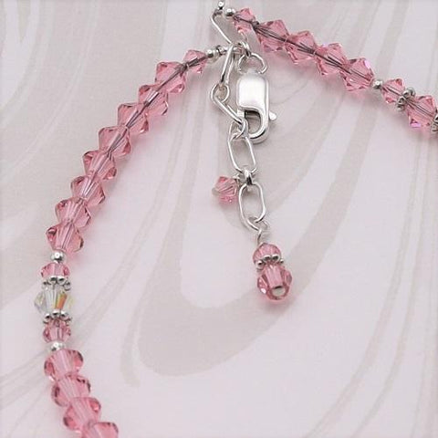 Pink Crystal Anklet/Bracelet,Wedding/Bridal Crystal Anklet/Bracelet  Sterling Silver, Swarovski Crystal Bracelet, Pink Crystal Anklet