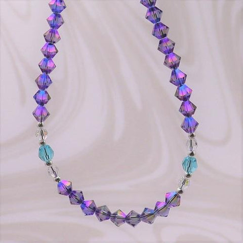 Swarovski™ Crystals Necklace - Tanzanite Purple & Light Turquoise