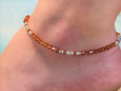 Swarovski™ Crystals Anklet - Crystal Copper – Shelby's Toe Rings