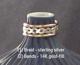 Beaded Berri (14K gold-fill) & Classic Bands (Sterling Silver