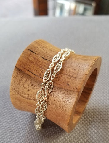 Classic Filigree Anklet on Wood