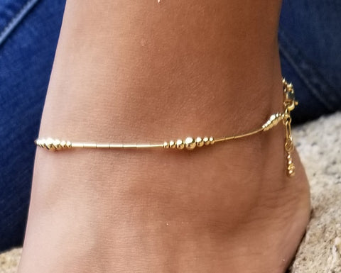 14k Gold Beaded Anklet | Gold Dainty Jewelry | Gold Filled Anklet | Mothers  Day Gifts | Gold Bead Ankle Bracelet | Jewelry Collection