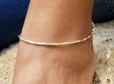 Twisted Tube & Ball Anklet (Sterling Silver)