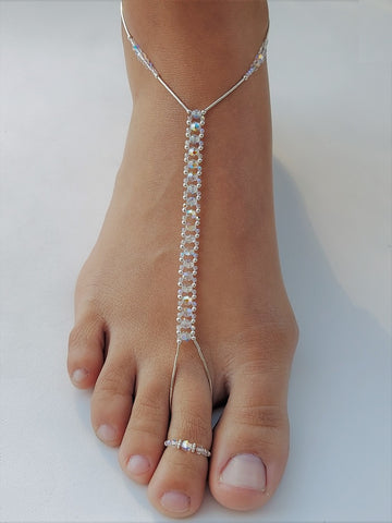 Crystal Swarovski AB Crystal & Sterling Silver Foot Jewel
