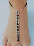 Black Swarovski Crystal & Sterling Silver Foot Jewel