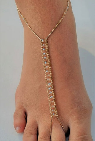 Crystal Beach Wedding Sandals Foot Jewelry Design 1 Fringe